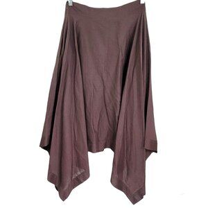St John Women's Brown Flowy Skirt Asymmetrical Hem Side Zipper Size‎ 2